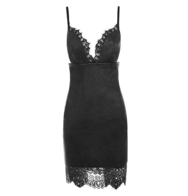 Bodycon Leather Mini Dress - ItemBear.com