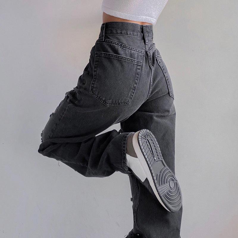 Brown Ripped Vintage Women's Distressed Jeans - ItemBear.com