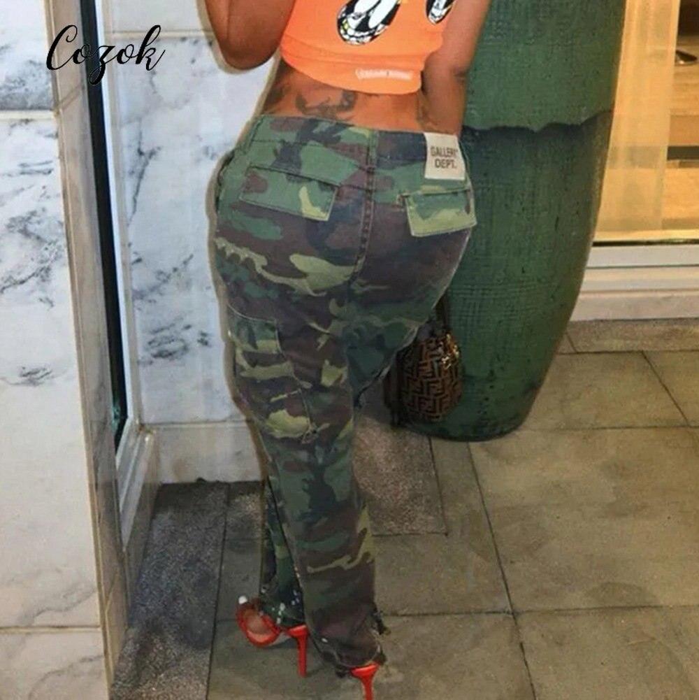 Camo Cargo Pencil Straight Pants - ItemBear.com