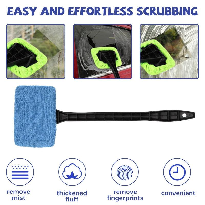 Car Window Cleaner Brush Kit Windshield Cleaning Wash Tool Inside Interior Auto Glass Wiper With Long Handle Car Accessories - ItemBear.com