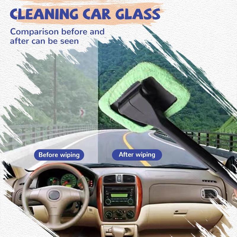 Car Window Cleaner Brush Kit Windshield Cleaning Wash Tool Inside Interior Auto Glass Wiper With Long Handle Car Accessories - ItemBear.com