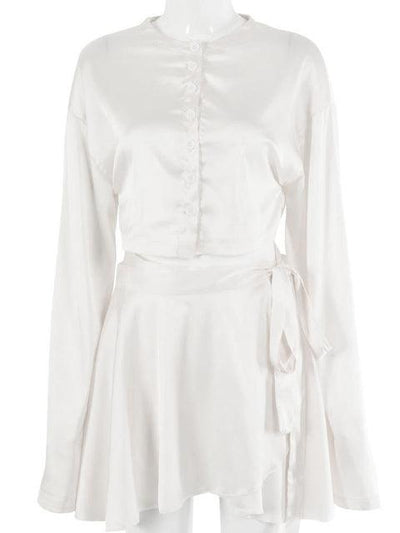 Casual Satin Two Piece Dress Set For Women - ItemBear.com