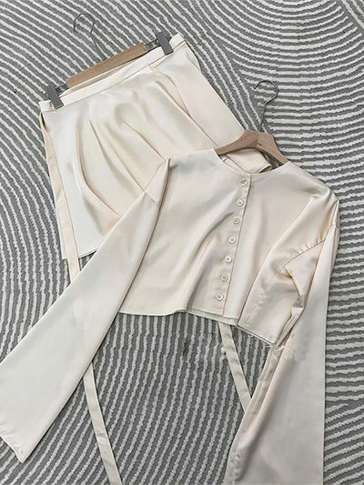 Casual Satin Two Piece Dress Set For Women - ItemBear.com