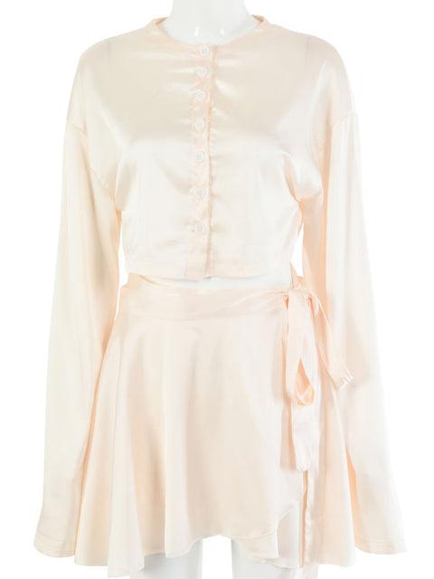 Casual Satin Two Piece Dress Set For Women - ItemBear.com