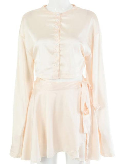 Casual Satin Two Piece Dress Set For Women - ItemBear.com