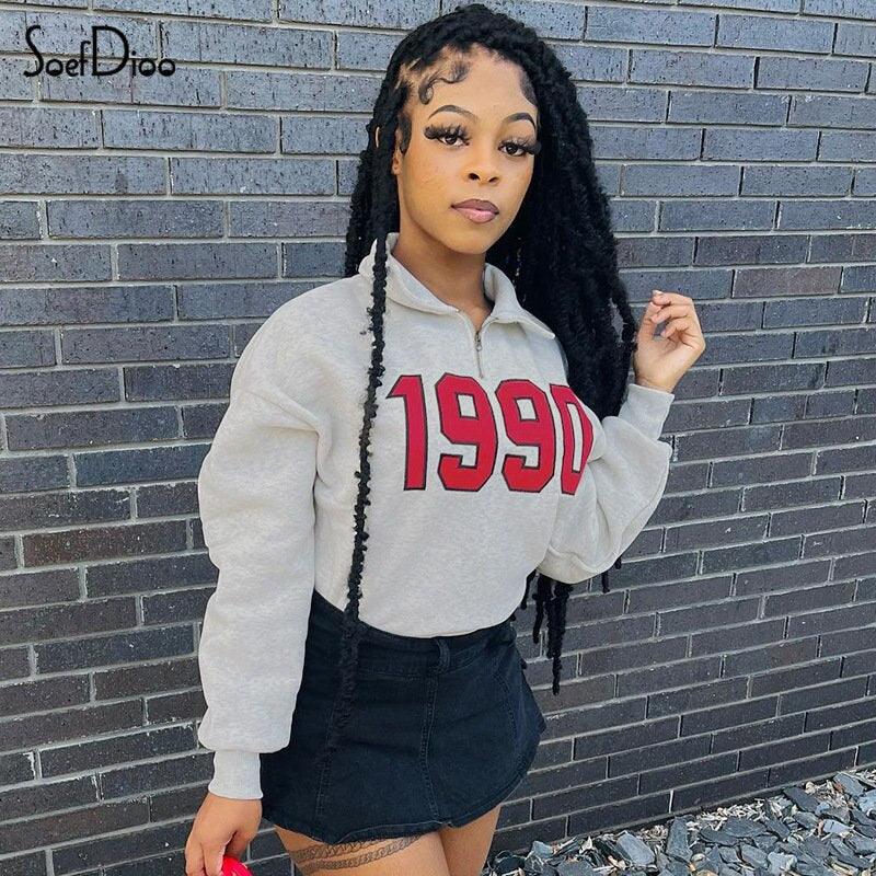 Casual Turn Down Collar Zipper Sweatshirt - ItemBear.com