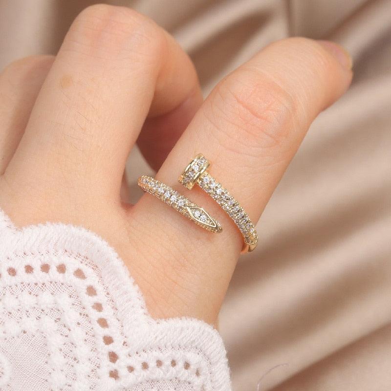 Classic Korean Style Copper Zircon Ring - ItemBear.com