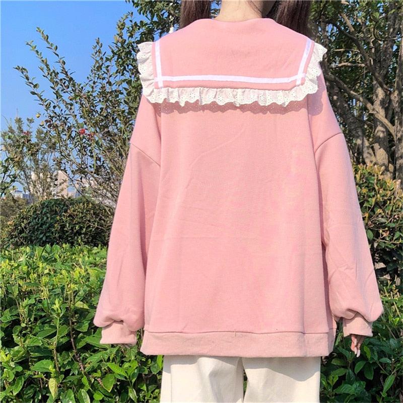 Collared Autumn Sweet Women Hoodies - ItemBear.com