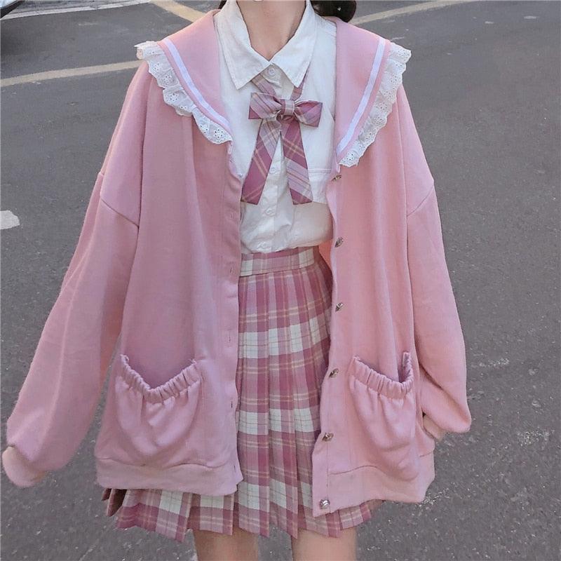 Collared Autumn Sweet Women Hoodies - ItemBear.com