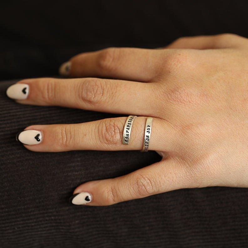 "Comparison is the Thief of Joy" -Theodore Roosevelt Quote Wrap Ring - ItemBear.com