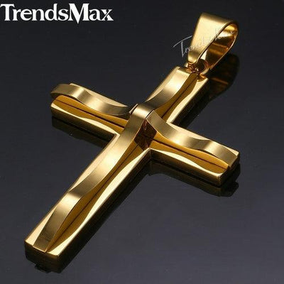 Dropshipping Cross Pendant Necklaces For Men Black Gold Color Silver AliExpress Winners