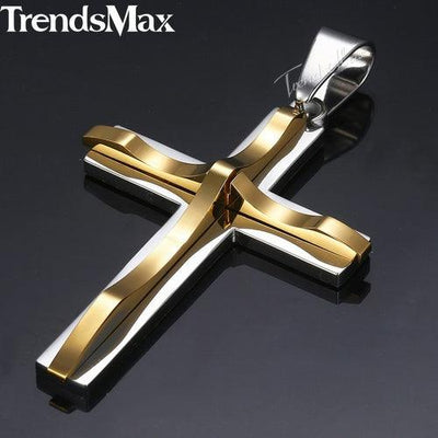 Dropshipping Cross Pendant Necklaces For Men Black Gold Color Silver AliExpress Winners