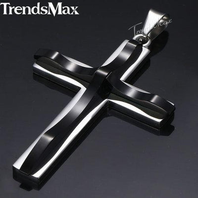 Dropshipping Cross Pendant Necklaces For Men Black Gold Color Silver AliExpress Winners