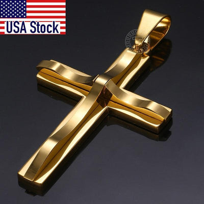 Dropshipping Cross Pendant Necklaces For Men Black Gold Color Silver AliExpress Winners