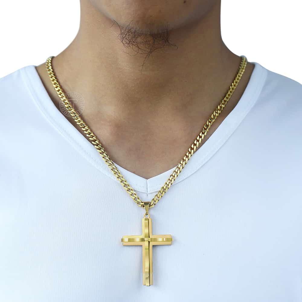 Dropshipping Cross Pendant Necklaces For Men Black Gold Color Silver AliExpress Winners
