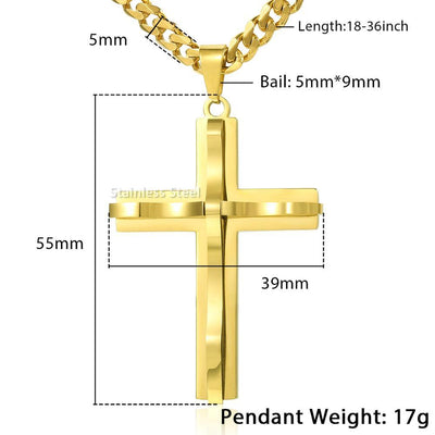 Dropshipping Cross Pendant Necklaces For Men Black Gold Color Silver AliExpress Winners