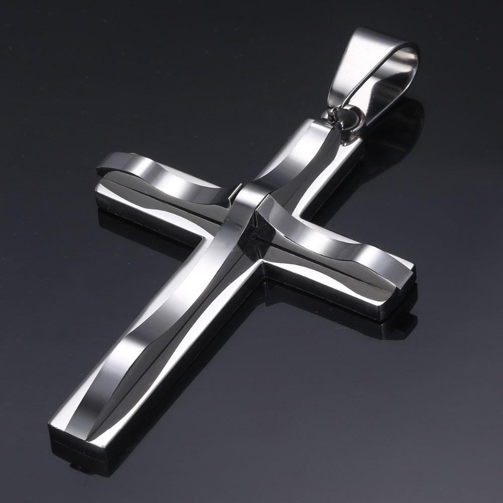 Dropshipping Cross Pendant Necklaces For Men Black Gold Color Silver AliExpress Winners