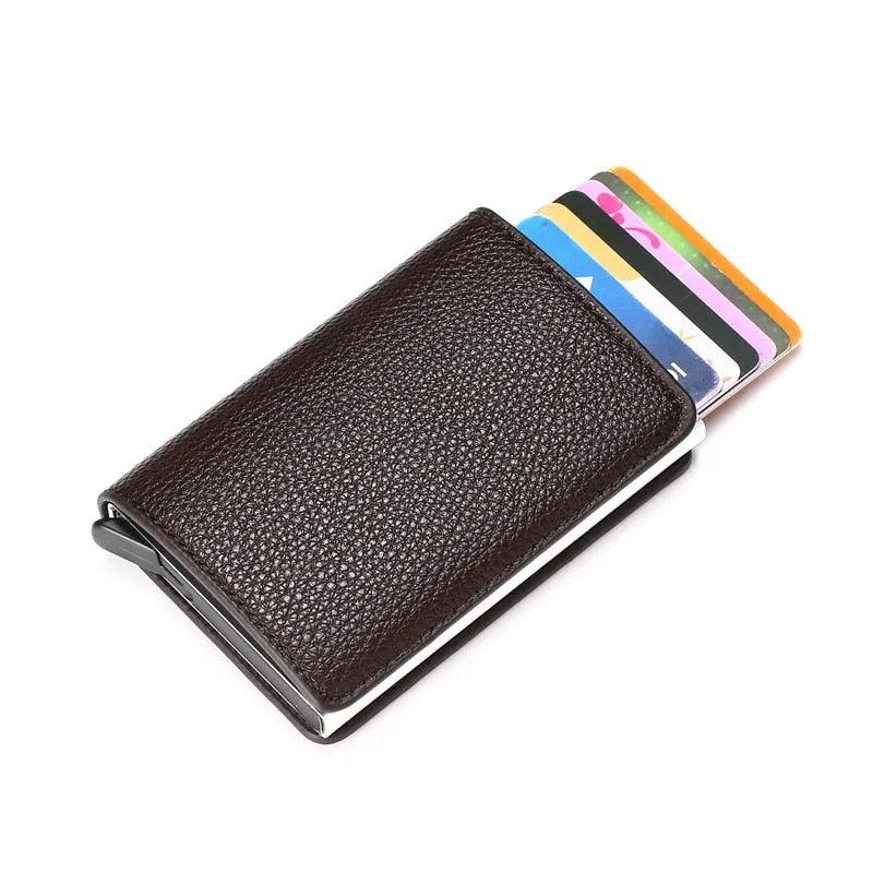 Customized Wallet 2023 Credit Card Holder Men Wallet RFID Aluminium Box Bank Card Holder Vintage Leather Wallet with Money Clips - ItemBear.com