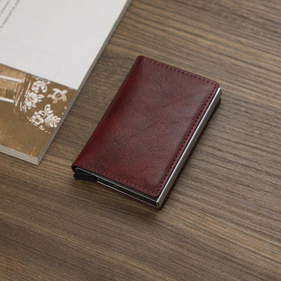 Customized Wallet 2023 Credit Card Holder Men Wallet RFID Aluminium Box Bank Card Holder Vintage Leather Wallet with Money Clips - ItemBear.com