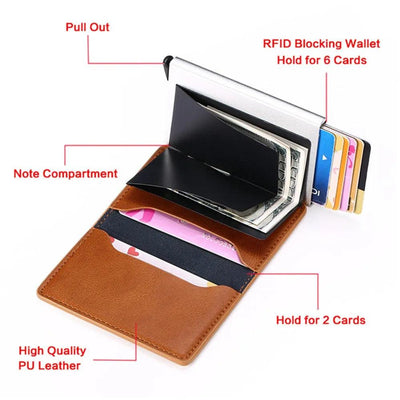 Customized Wallet 2023 Credit Card Holder Men Wallet RFID Aluminium Box Bank Card Holder Vintage Leather Wallet with Money Clips - ItemBear.com