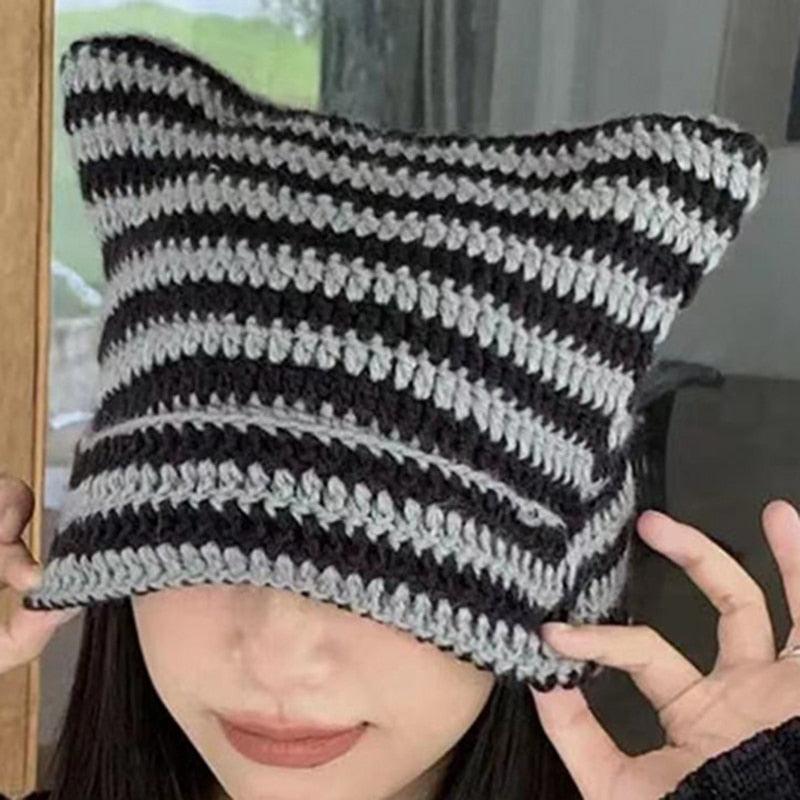 Cute Devil Knitting Striped Hat - ItemBear.com
