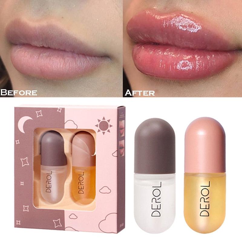 Day Night Instant Volume Lips Plumper Oil Moisturizing Repairing Reduce Lip Fine Line Serum Cosmetic Sexy Lip Gloss Makeup - ItemBear.com