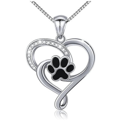 Dog Footprints Heart Necklace - ItemBear.com