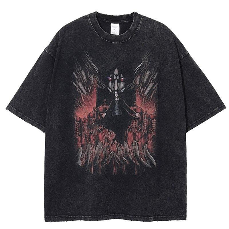 "END GAME" - Eren Vintage Washed Attack On Titan Anime Oversized T-Shirt - ItemBear.com