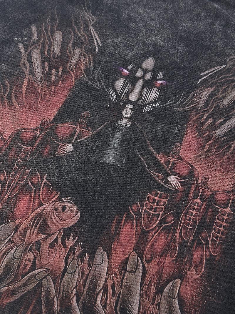 "END GAME" - Eren Vintage Washed Attack On Titan Anime Oversized T-Shirt - ItemBear.com