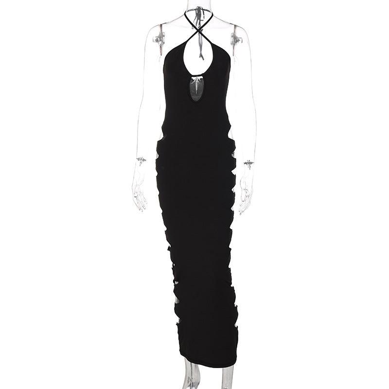 Europe and the United States summer new women's foreign trade explosions sexy deep V hollow lace halter neck halter dress women - ItemBear.com