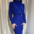 European and American foreign trade 2022 autumn new fashion temperament waist waist western style solid color long-sleeved dress wholesale - ItemBear.com
