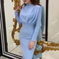 European and American foreign trade 2022 autumn new fashion temperament waist waist western style solid color long-sleeved dress wholesale - ItemBear.com