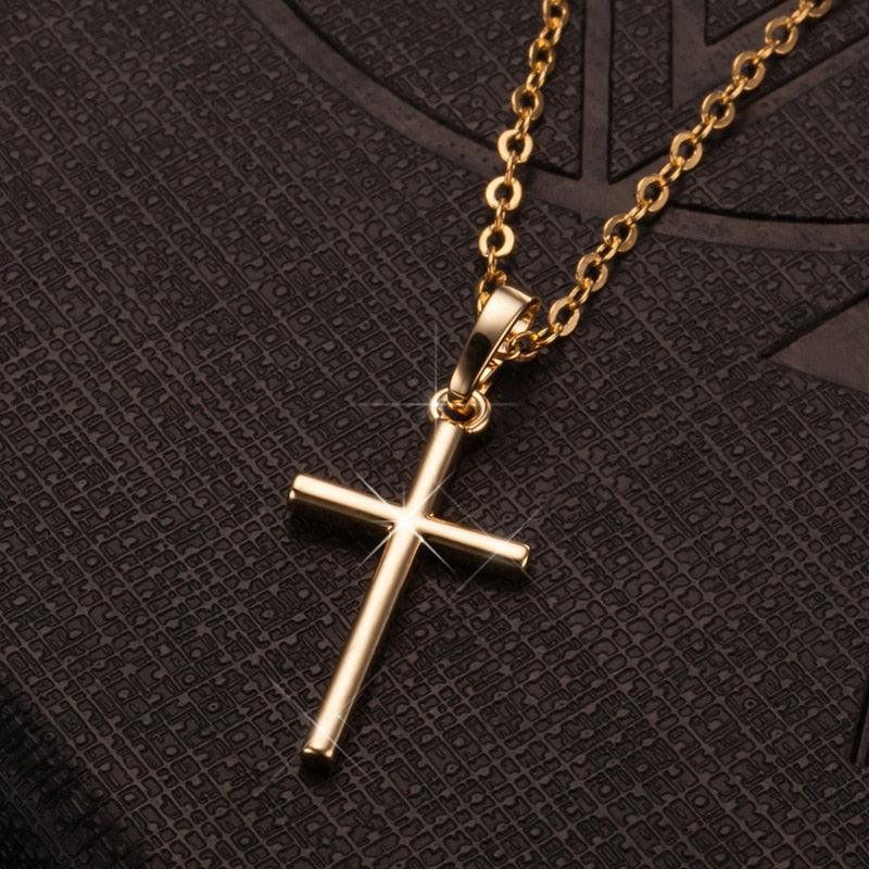 Fashion Female Cross Pendants dropshipping Gold Black Color Crystal Jesus Cross Pendant Necklace Jewelry For Men/Women Wholesale - ItemBear.com