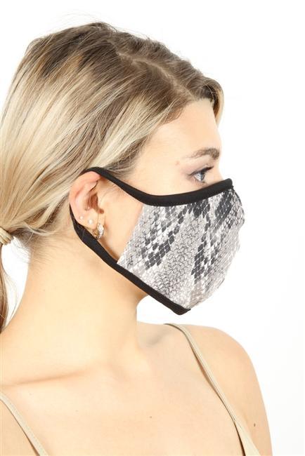 FASHION MASK 101-SNAKE-snake print double layer contoured face mask. - ItemBear.com