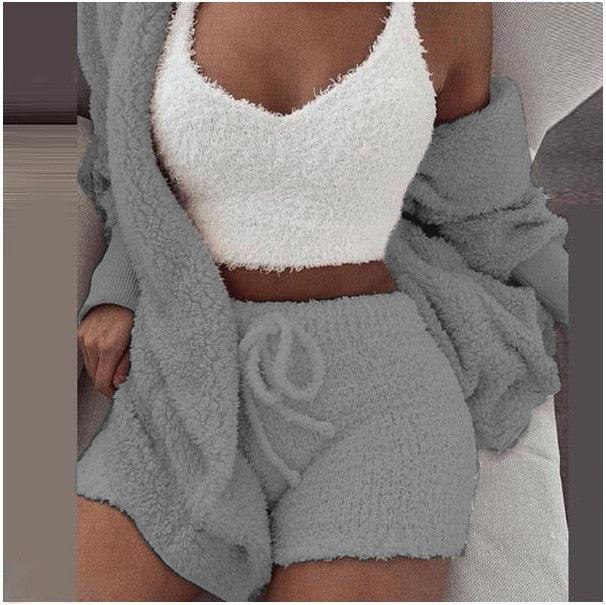 Fluffy Three Piece Set Lounge Sexy Outfits - Premium  from ItemBear.com - Just $58! Shop now at ItemBear.com