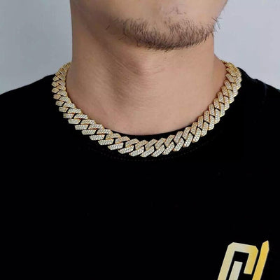 Gold Plated Iced Out Chain for Men and Women Cuban Chain Necklace - ItemBear.com