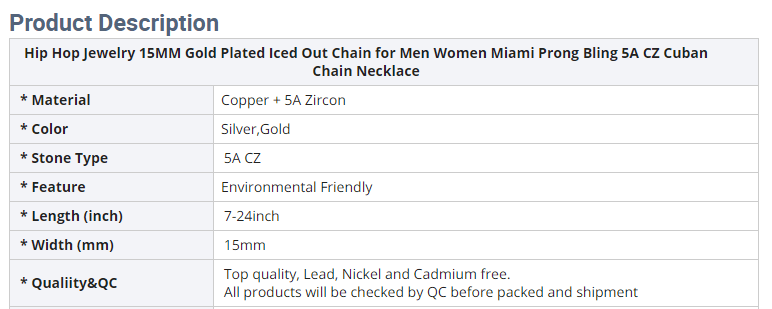 Gold Plated Iced Out Chain for Men and Women Cuban Chain Necklace - ItemBear.com