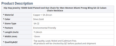 Gold Plated Iced Out Chain for Men and Women Cuban Chain Necklace - ItemBear.com