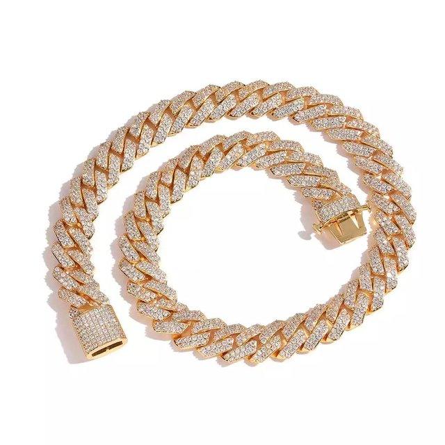 Gold Plated Iced Out Chain for Men and Women Cuban Chain Necklace - Premium  from ItemBear.com - Just $24! Shop now at ItemBear.com