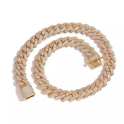 Gold Plated Iced Out Chain for Men and Women Cuban Chain Necklace - Premium  from ItemBear.com - Just $24! Shop now at ItemBear.com