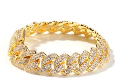 Gold Plated Iced Out Chain for Men and Women Cuban Chain Necklace - Premium  from ItemBear.com - Just $24! Shop now at ItemBear.com