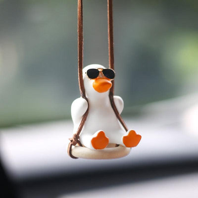 Gypsum Cute Anime Car Accessorie Swing Duck Pendant Auto Rearview Mirror Ornaments Birthday Gift Couple Accessorie Car Fragrance - ItemBear.com