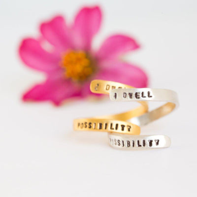 "I Dwell in Possibility" -Emily Dickinson wrap ring - ItemBear.com