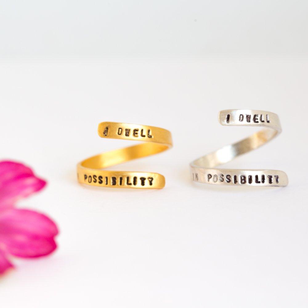"I Dwell in Possibility" -Emily Dickinson wrap ring - ItemBear.com