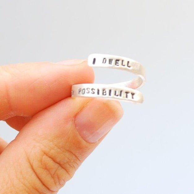 "I Dwell in Possibility" -Emily Dickinson wrap ring - ItemBear.com