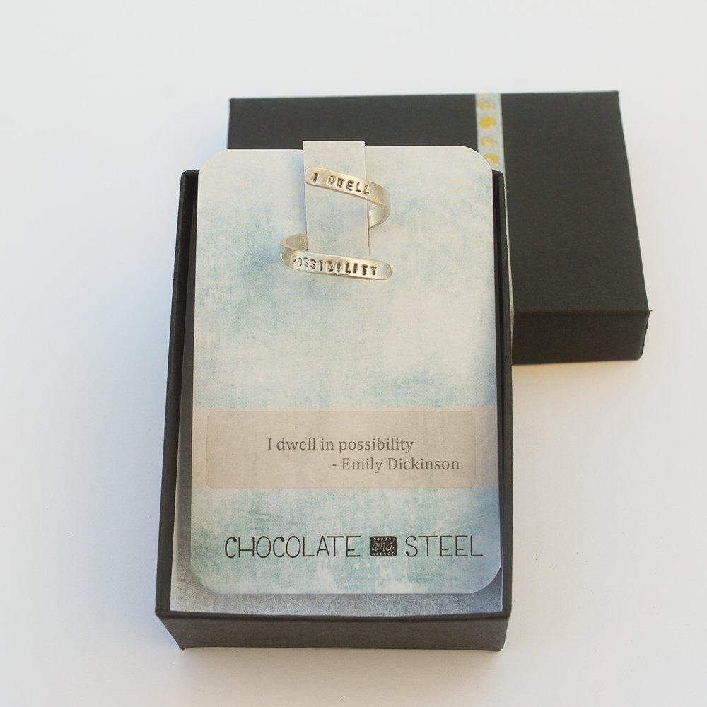 "I Dwell in Possibility" -Emily Dickinson wrap ring - ItemBear.com