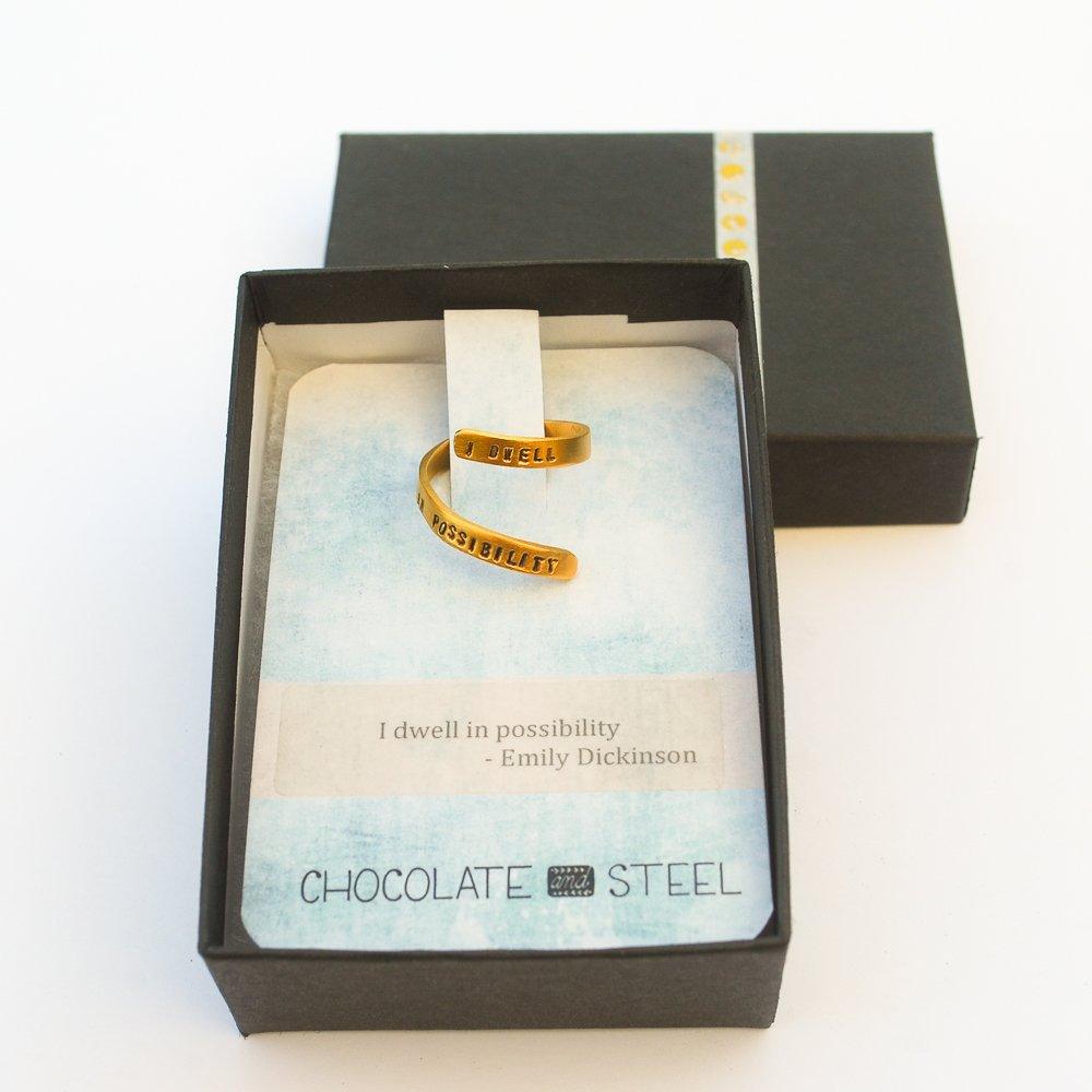 "I Dwell in Possibility" -Emily Dickinson wrap ring - ItemBear.com
