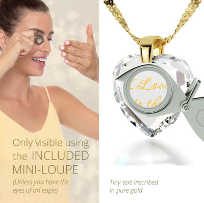 I Love You to the Moon and Back Necklace 24k Gold Inscribed and Crystal Heart Earrings - ItemBear.com