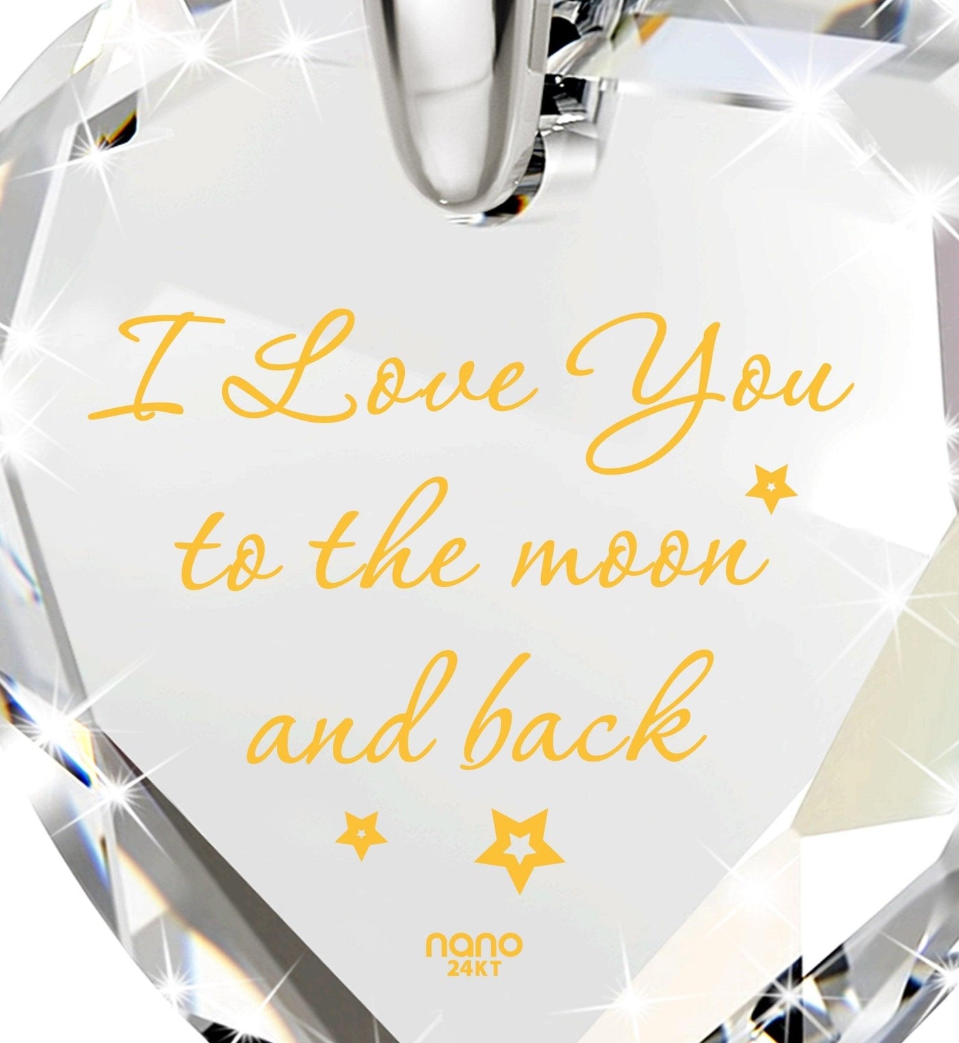 I Love You to the Moon and Back Necklace 24k Gold Inscribed and Crystal Heart Earrings - ItemBear.com