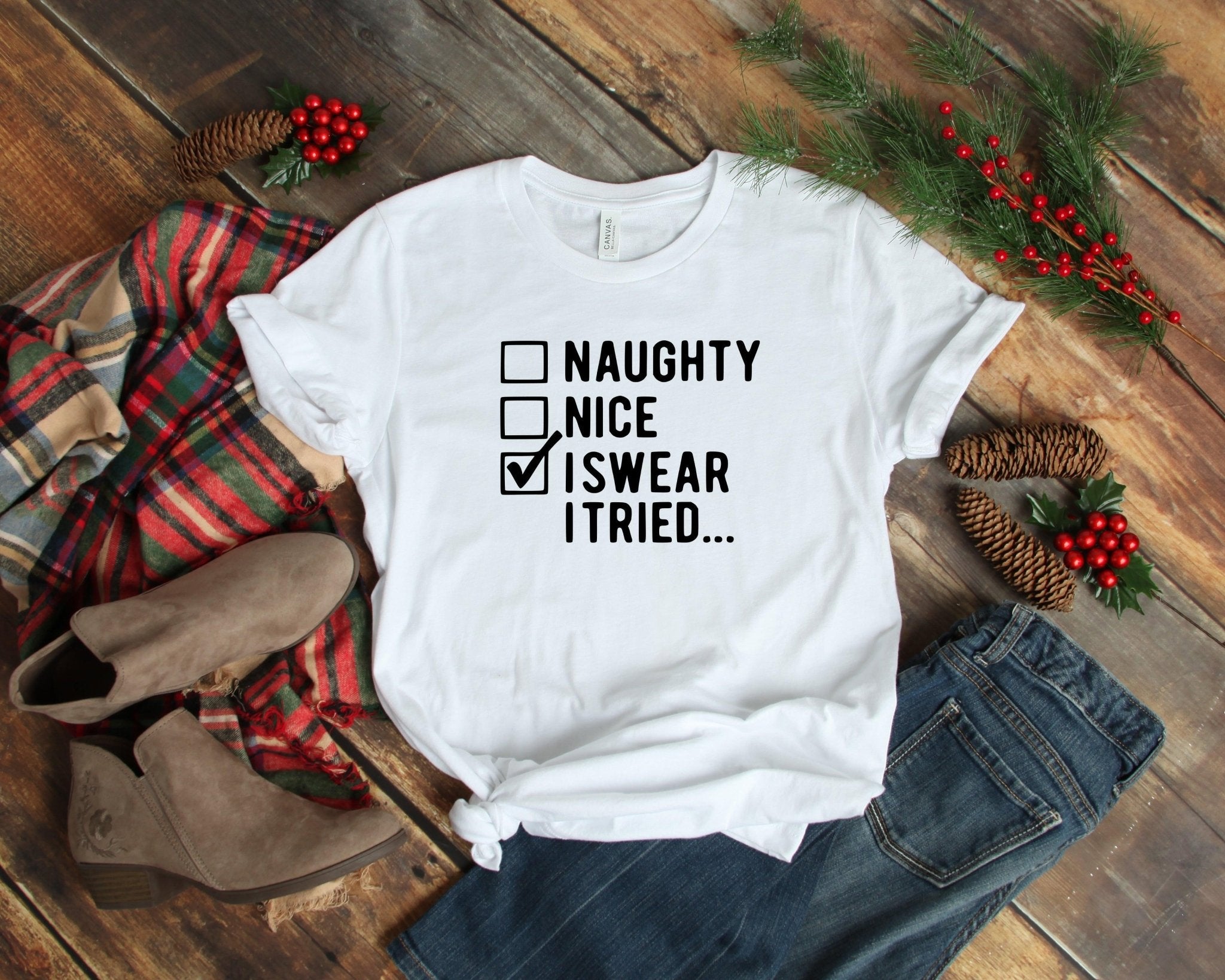 I Swear I Tried Shirt, Funny Christmas Shirts, Christmas Shirt - ItemBear.com